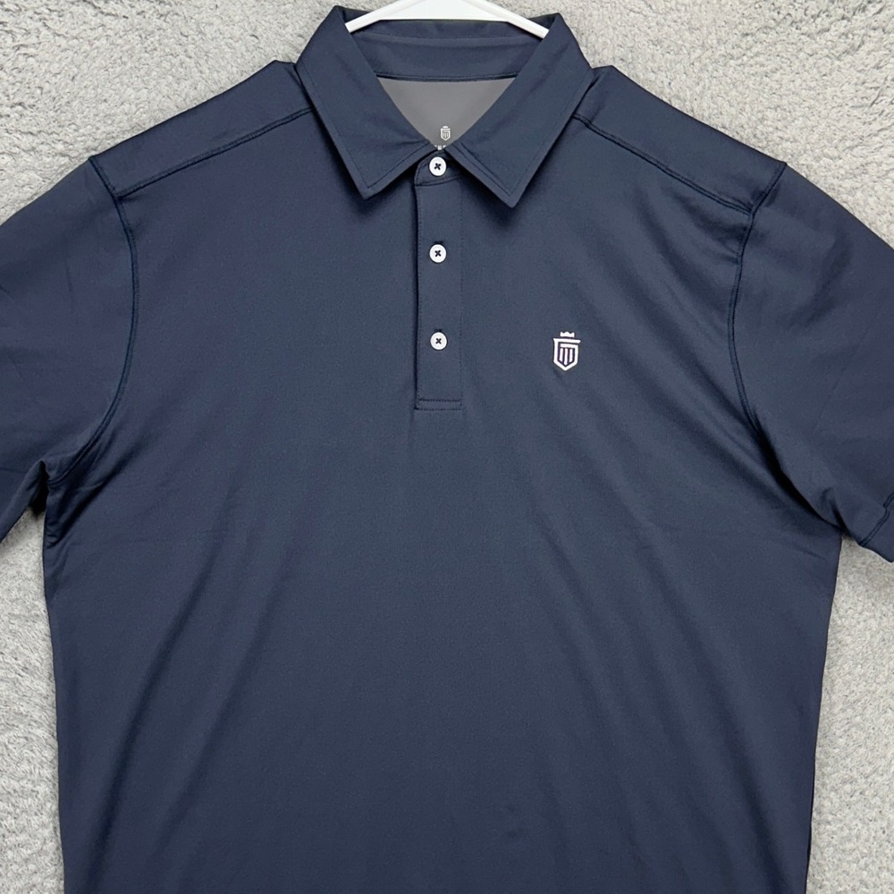 Greatness Wins Mens Polo Shirt Large Sea Gray Rugby Casual Short Sleeve Stretch